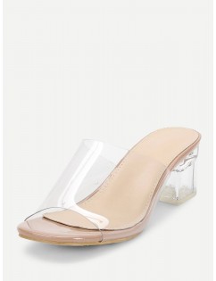 Chunky Heeled Clear Mule Sandals
