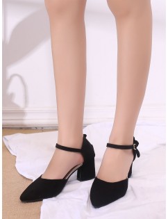 Ankle Strap Suede Chunky Heels