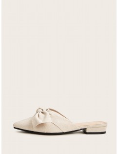 Bow Decor Suede Flat Mules