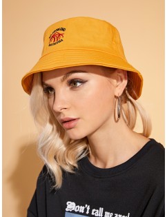 Palm Embroidery Corduroy Bucket Hat