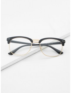 Black Open Frame Gold Trim Glasses