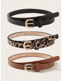 3pcs Leopard Pattern Buckle Belt