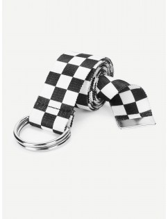 D-Ring Buckle Checked Belt
